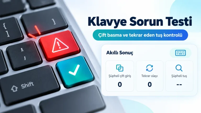 Klavye sorun testi ile çift basma, tekrar eden tuş ve şüpheli klavye girişlerinin kontrol edilmesi