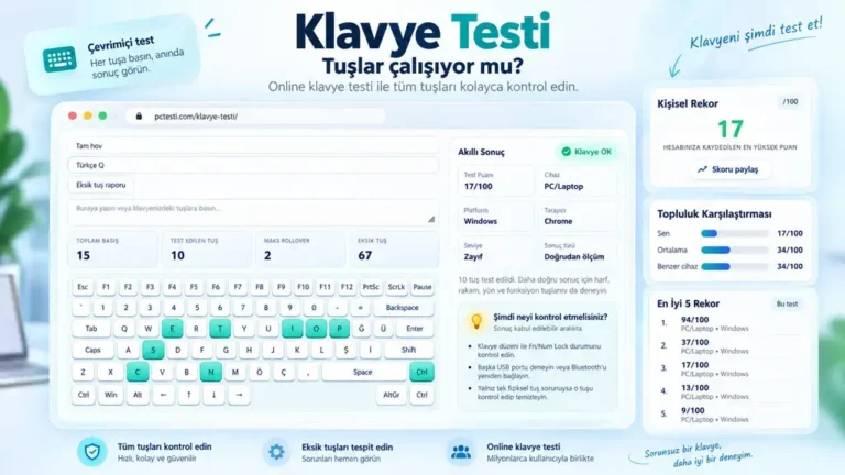 Klavye testi ile tuşlarınızın çalışıp çalışmadığını online kontrol edin.