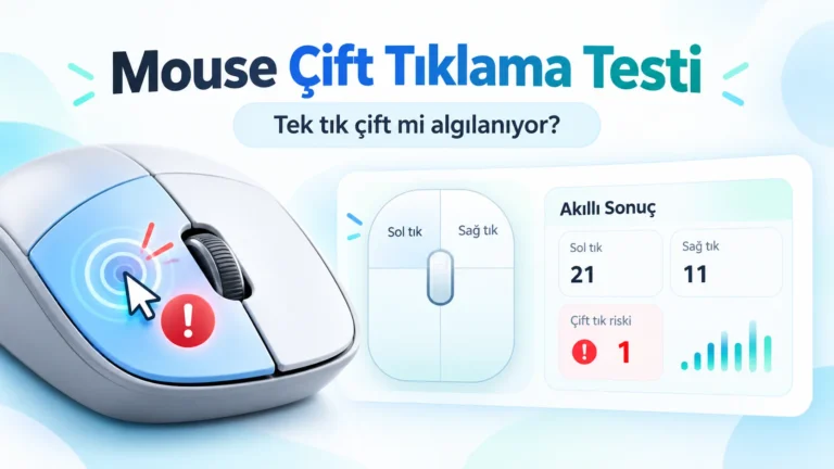 Mouse çift tıklama testi ile tek tıkların çift algılanıp algılanmadığının kontrol edilmesi